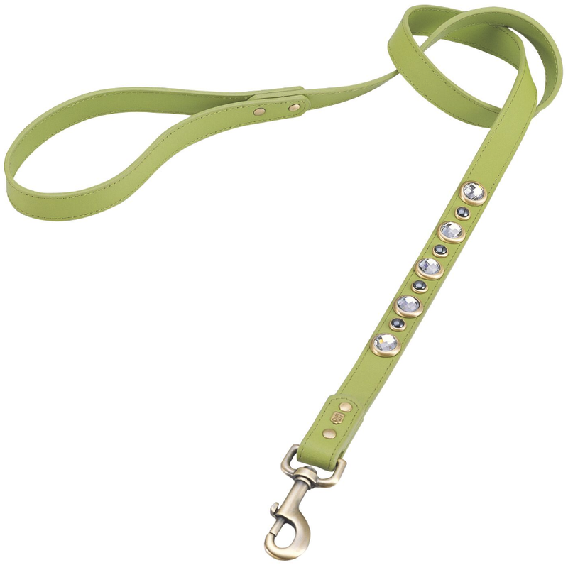 Diamond Dog Collar/Leash - Green, Rhinestones, Hematite Gems