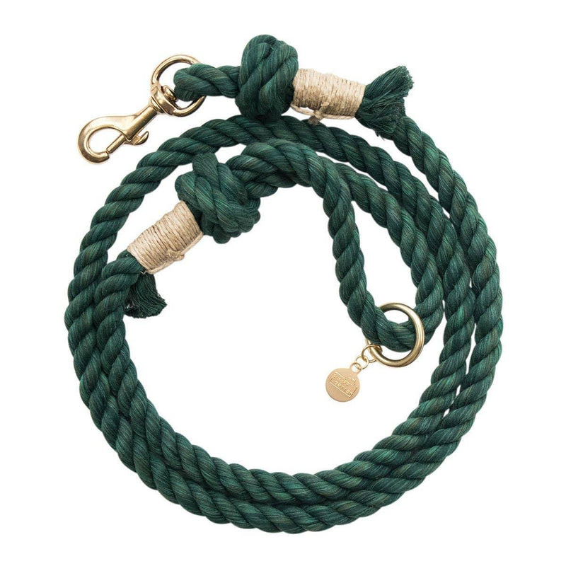 Upcycled Core Cotton Rope Dog Leash - Dark Green - M / L