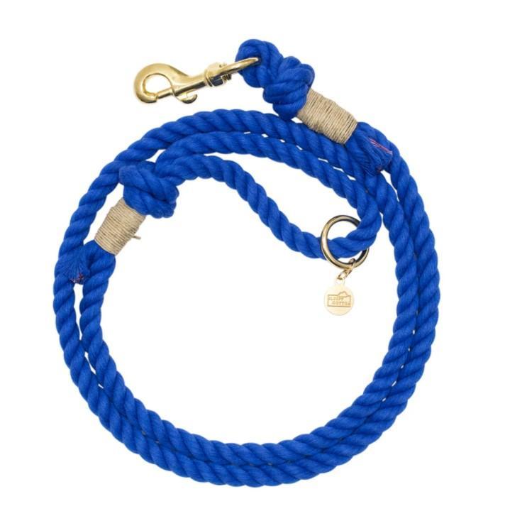 Upcycled Core Cotton Rope Dog Leash - Blue - M / L
