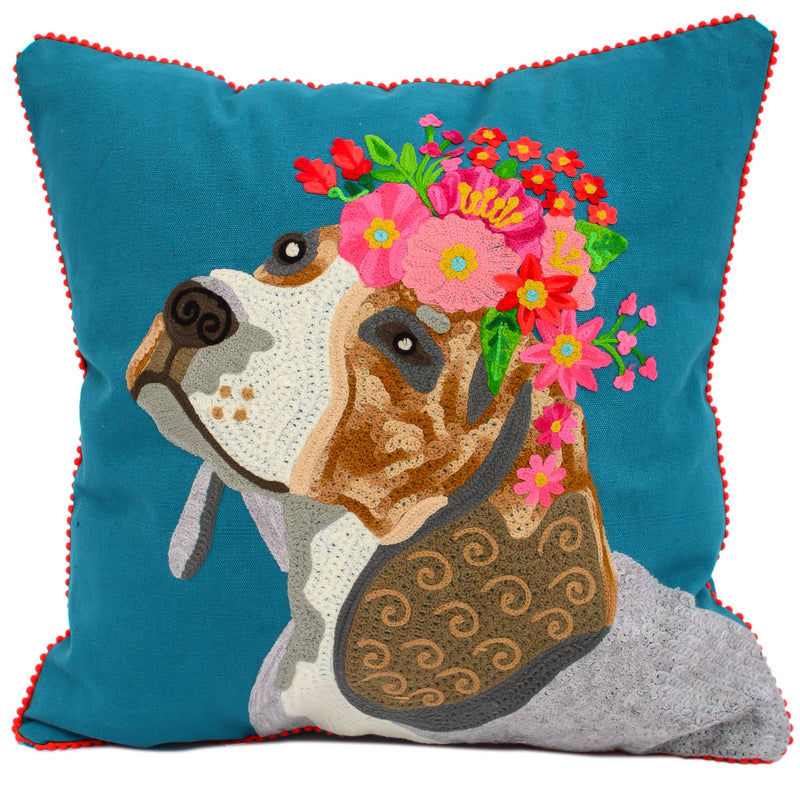 Karma Living - Stylish Dog With Crown Cushion 18X18"