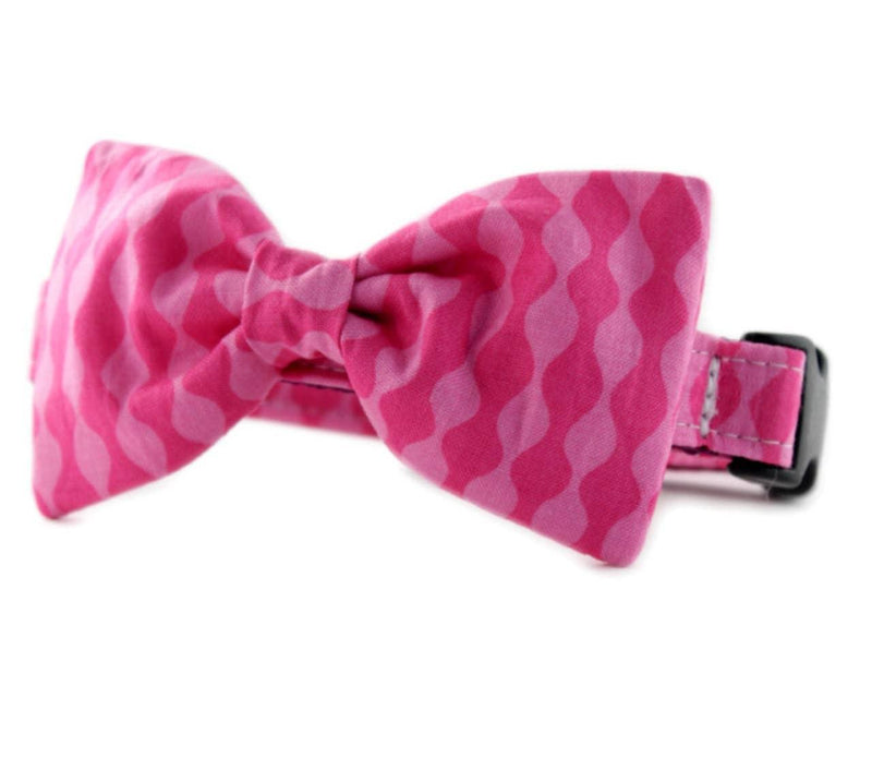 Pink Waves Bow Tie Dog Collar