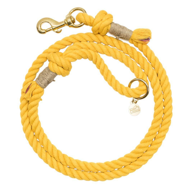 Upcycled Core Cotton Rope Dog Leash - Yellow - M / L