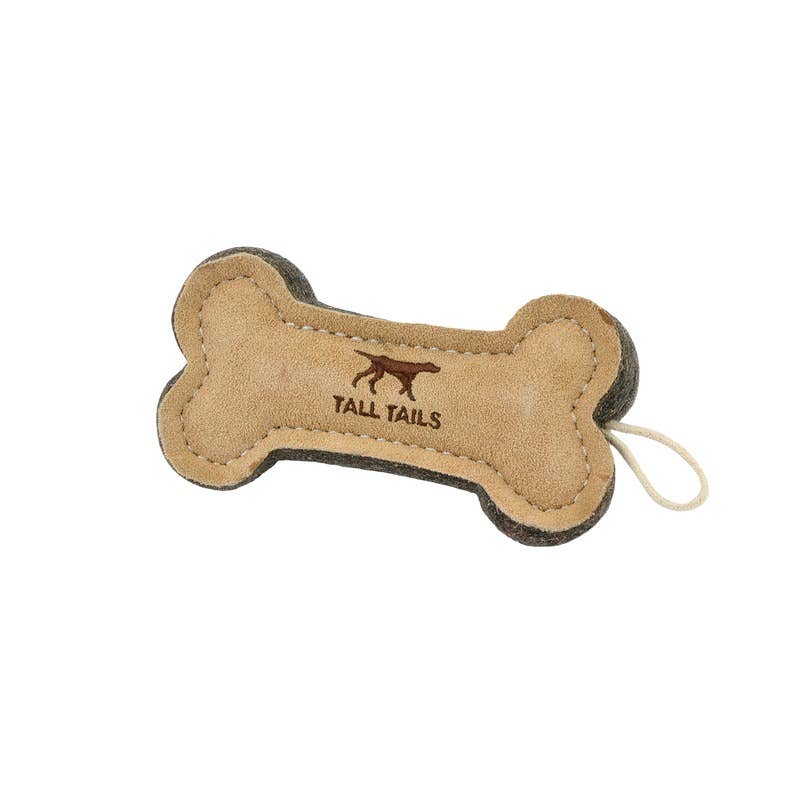 Tall Tails - Tall Tails Natural Leather & Wool Bone Toy - 6"