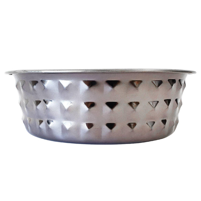 Diamond Patterned Stainless Steel Designer Dog Bowl