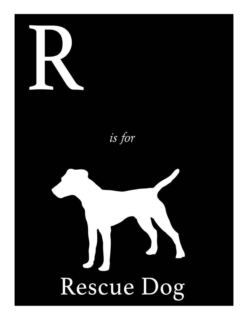 R is for Rescue Dog Alphabet Art Print 8.5"x11"