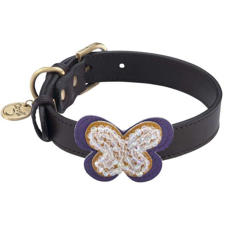 Butterfly Dog Collar & Leash - Brown