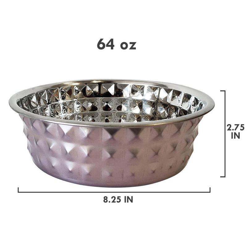 Diamond Patterned Stainless Steel Dog Bowl in Purple