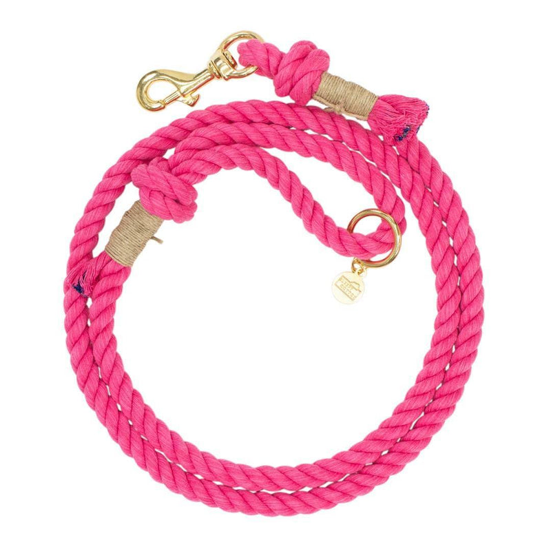 Upcycled Core Cotton Rope Dog Leash - Hot Pink - M / L