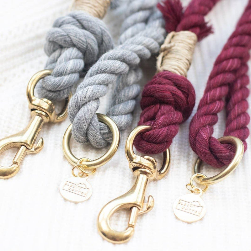 Upcycled Core Cotton Rope Dog Leash - Maroon - M / L