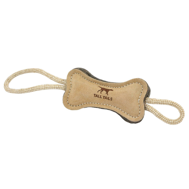 Tall Tails Natural Leather & Wool Bone Tug Toy - 16"